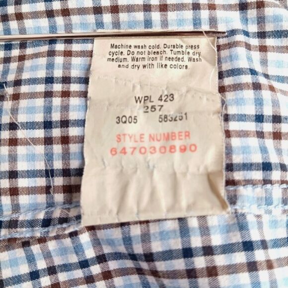 Vintage Y2K DOCKERS Men's Blue Plaid Stretch Button-Up Shirt Small Preppy - Picture 7 of 8